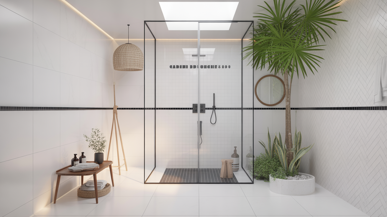 Salle de bains moderne avec cabine de douche 80x80 vitrée