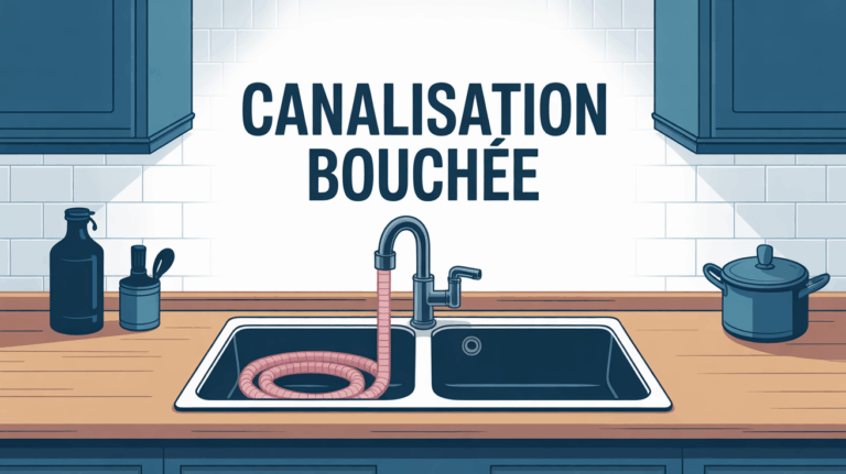 illustration plan evier canalisation bouchee furet