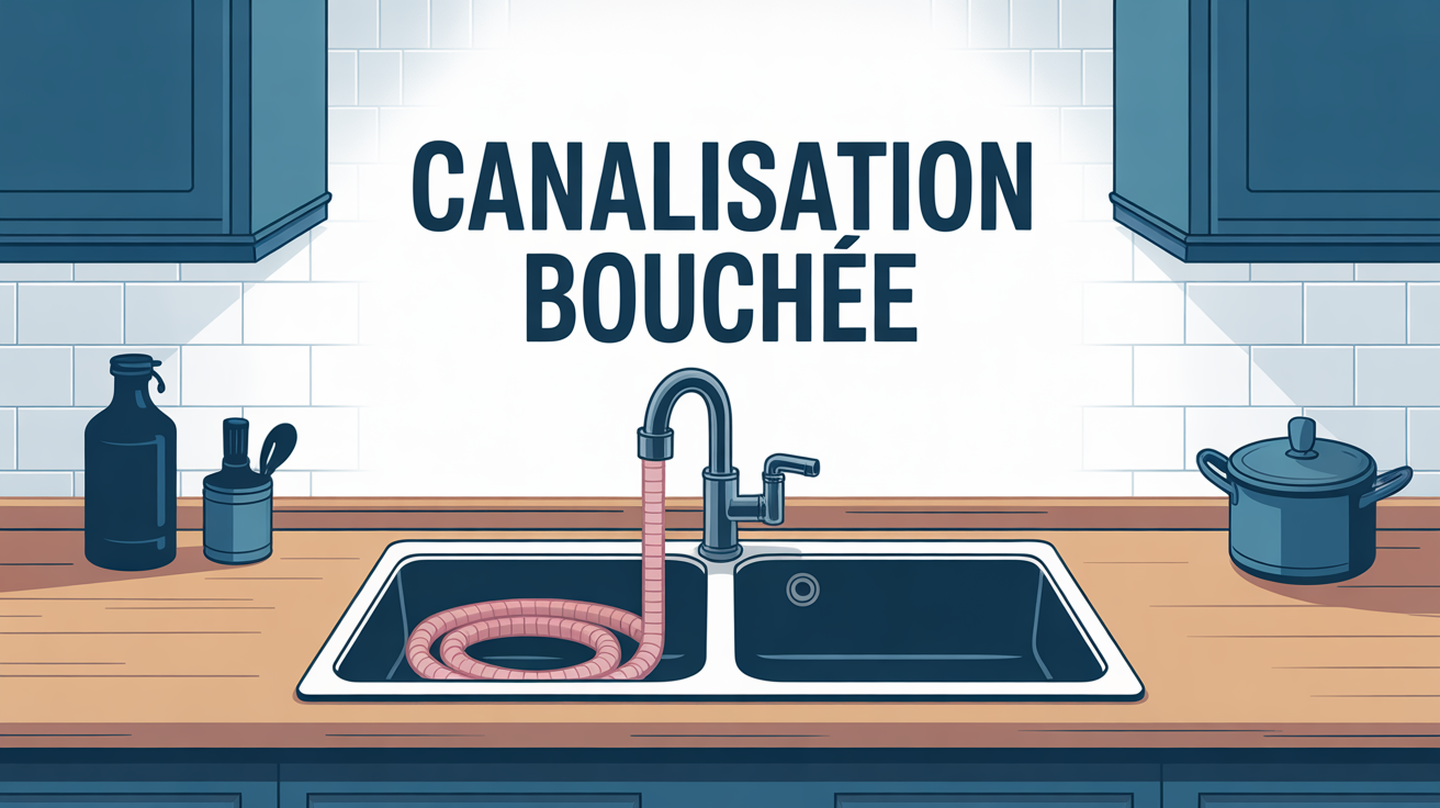 illustration plan evier canalisation bouchee furet