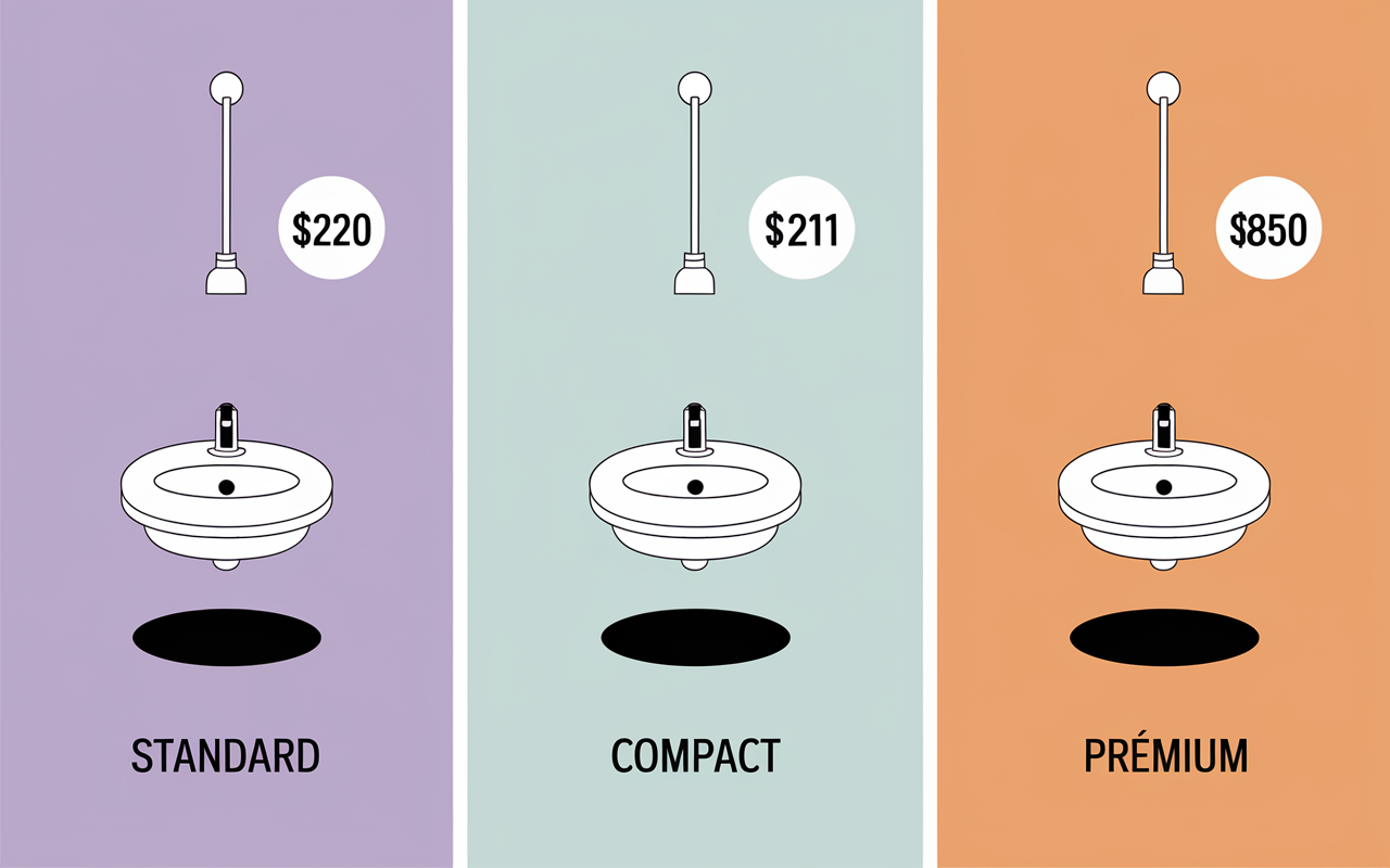 Trois modèles de WC suspendu Geberit prix illustration Paris