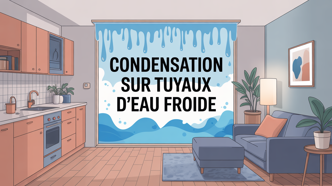 Illustration condensation sur tuyaux d'eau froide dans appartement