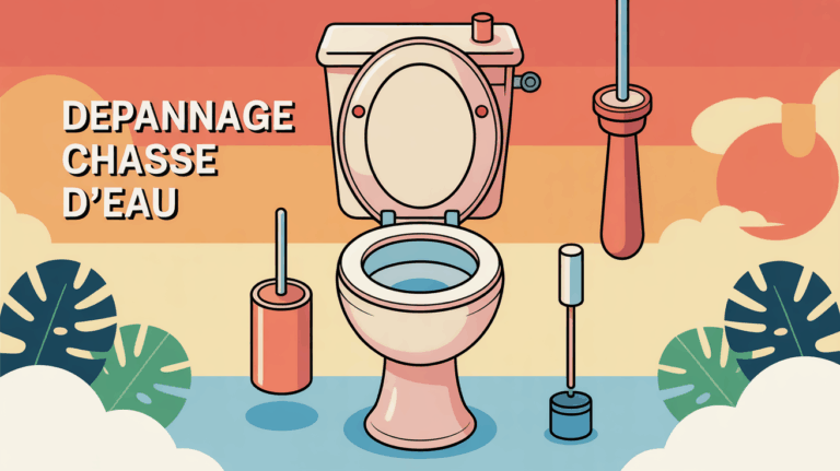 Illustration depannage chasse d'eau bouton poussoir outils