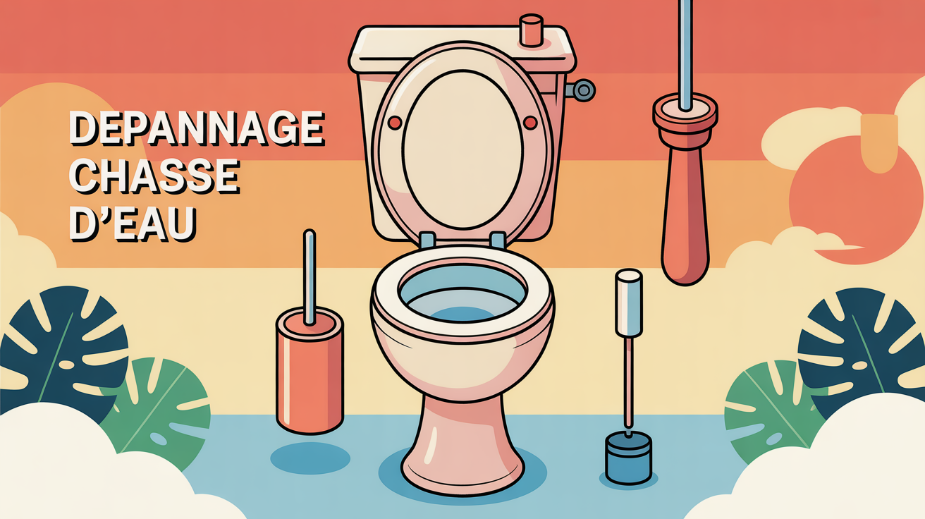Illustration depannage chasse d'eau bouton poussoir outils