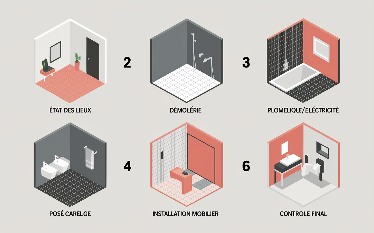 etapes renovation salle de bain numerotees