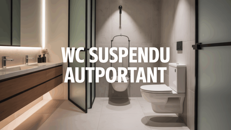 WC suspendu autoportant moderne dans salle de bain lumineuse minimaliste