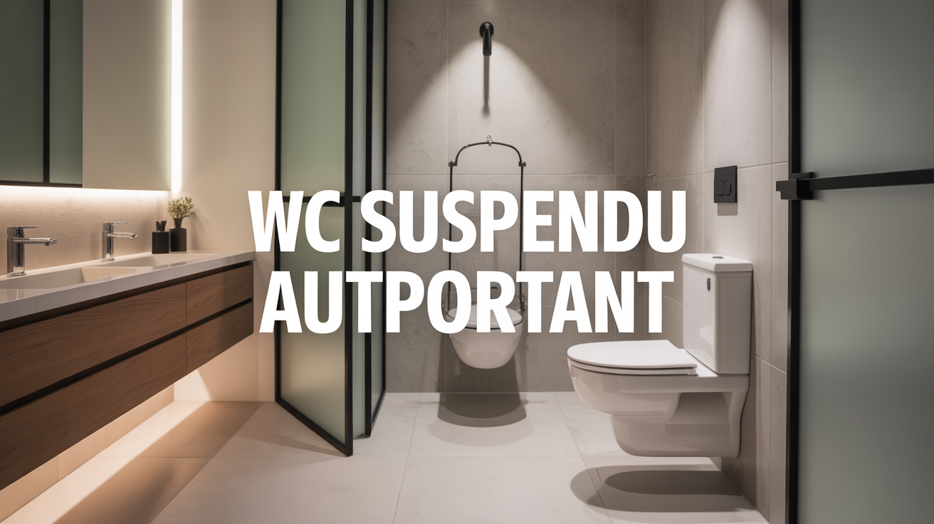 WC suspendu autoportant moderne dans salle de bain lumineuse minimaliste