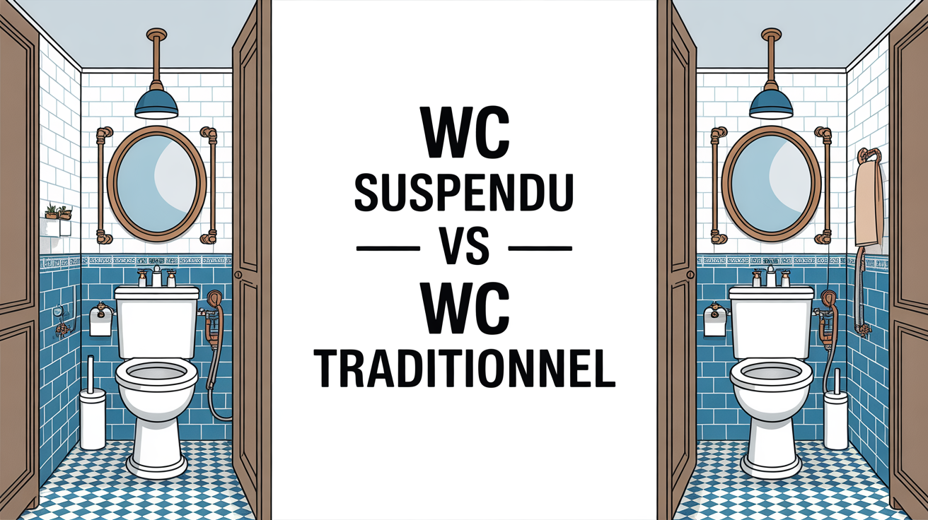 WC suspendu et WC traditionnel optimisés dans une salle de bain parisienne