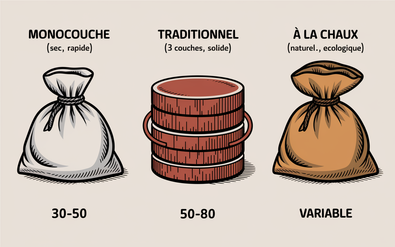 tableau enduit mur parpaing monocouche traditionnel chaux