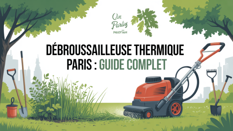 debroussailleuse thermique en action jardin paris