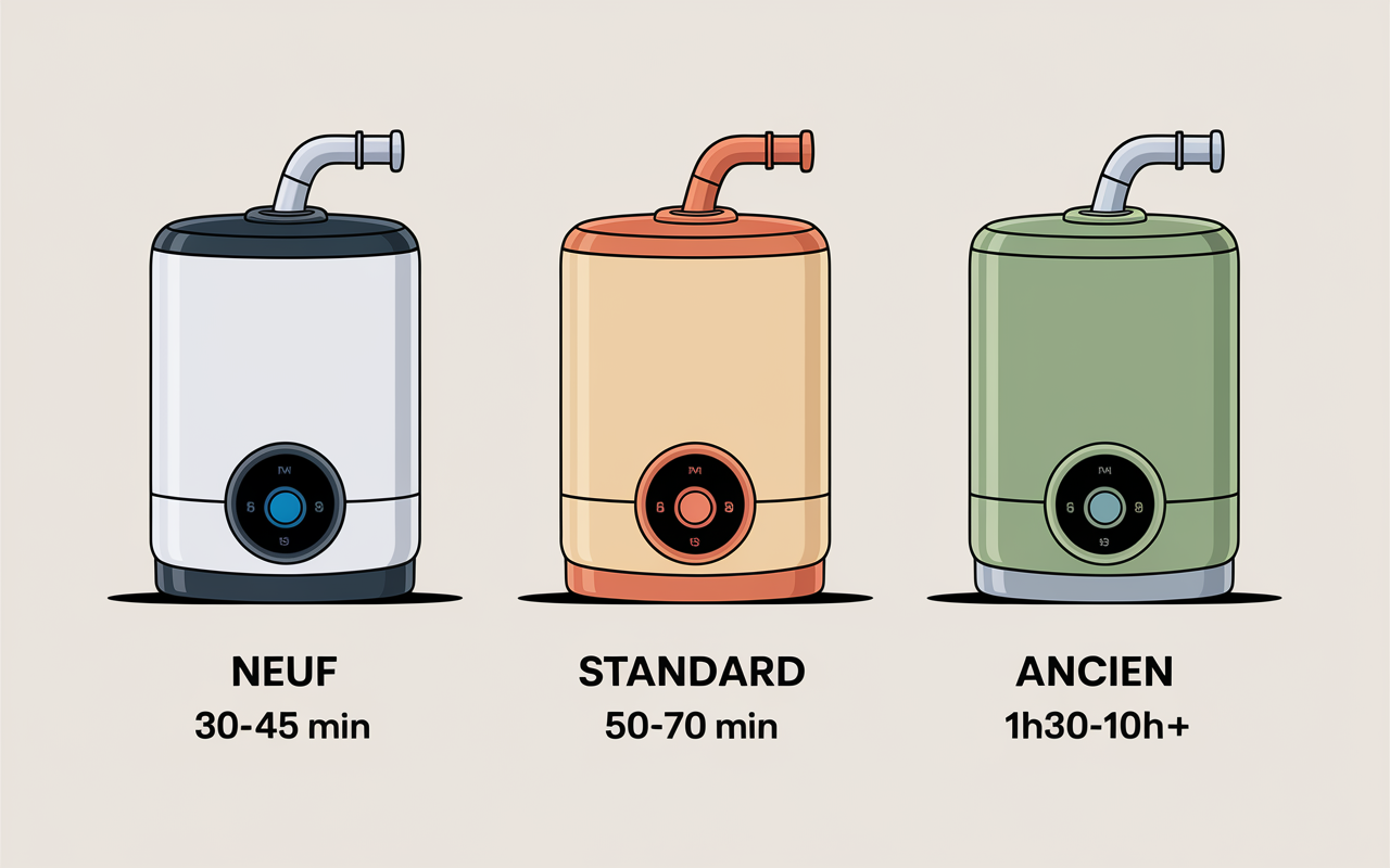 comparatif durée vidange chauffe-eau 200l neuf ancien