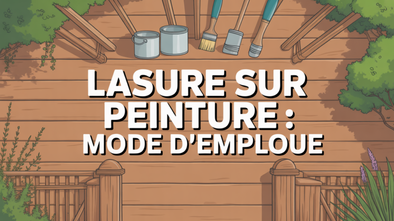 Illustration abri jardin rambarde portail bois outils lasure peinture