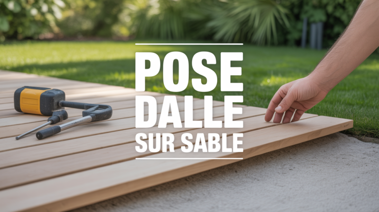 terrasse dalles sur sable et outils de pose