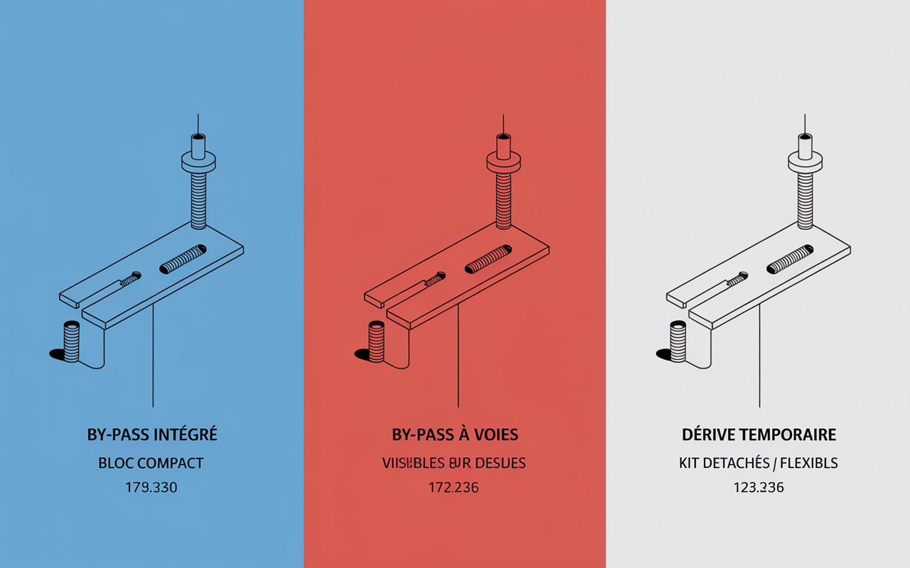 Comparatif types by-pass plomberie intégré 3 voies temporaire