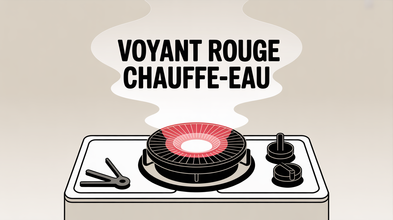 illustration voyant rouge chauffe-eau et outils dépannage