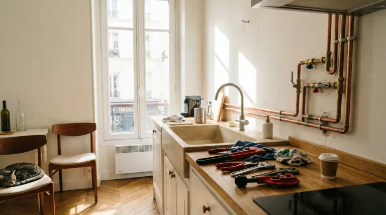 Cuisine parisienne tuyaux eau sans soudure