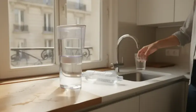 Carafe filtrante eau robinet Paris en cuisine moderne