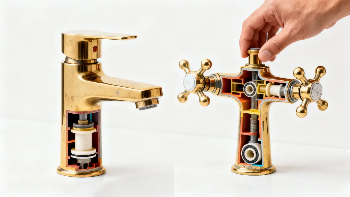 deux robinets schema coupe cartouche joint