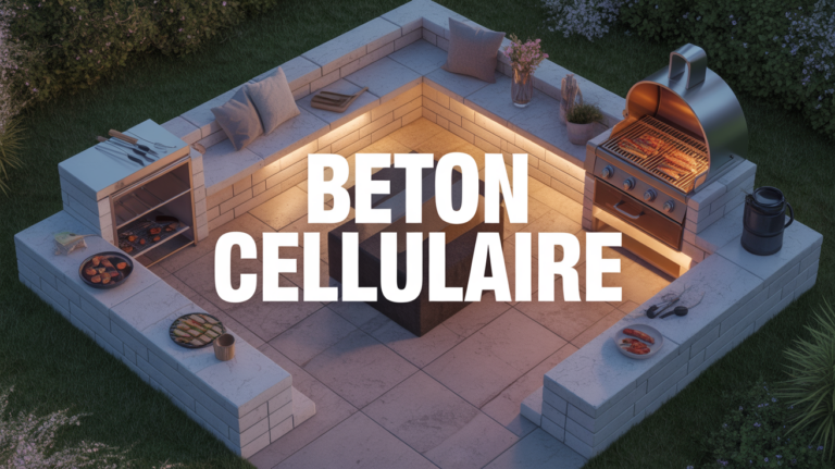 barbecue en beton cellulaire moderne vue aerienne