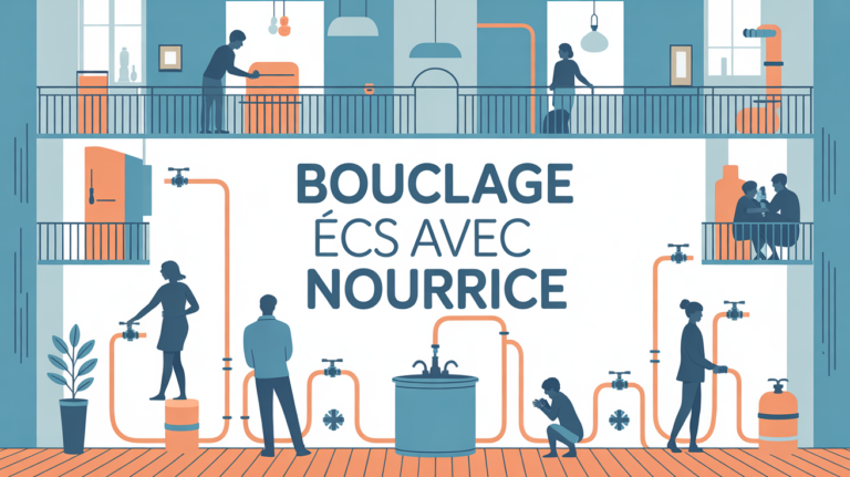 illustration bouclage ecs avec nourrice famille appartement
