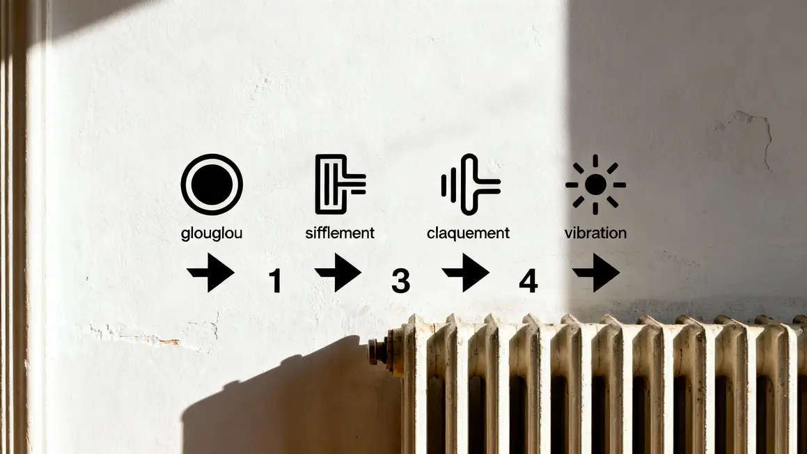 causes bruit radiateur icones glouglou sifflement
