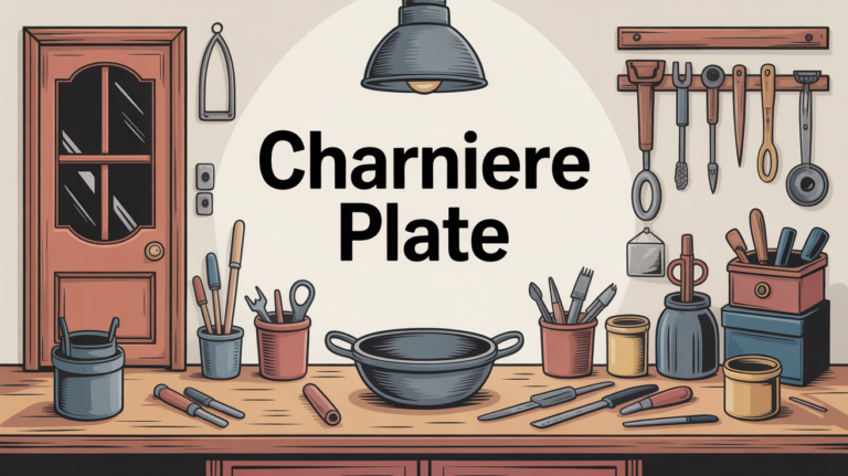 atelier avec charnière plate sur porte et outils