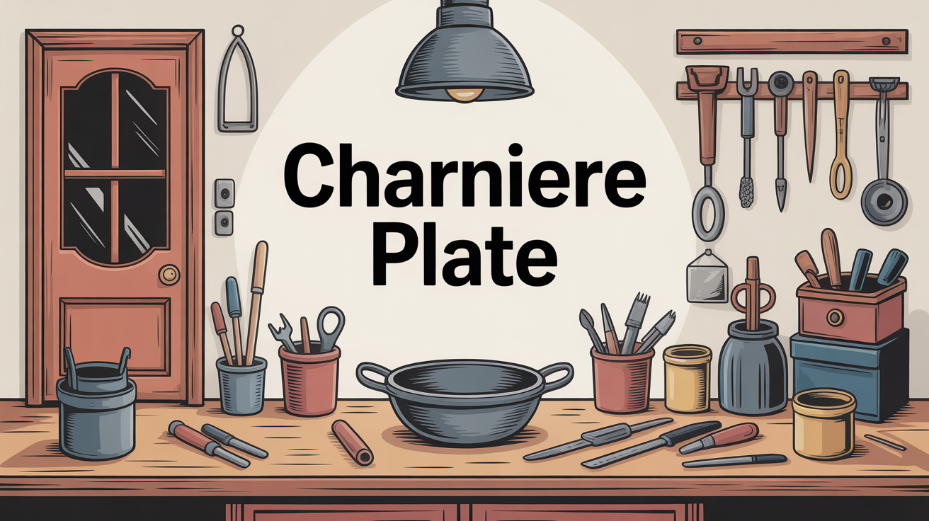 atelier avec charnière plate sur porte et outils