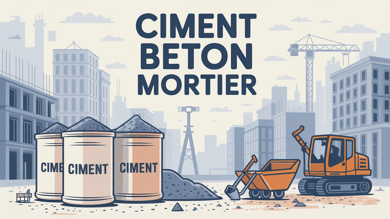 Différence entre ciment et béton vue chantier urbain