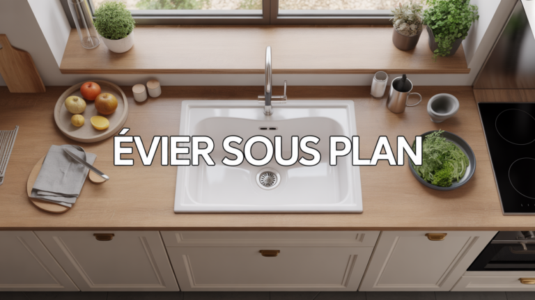 evier sous plan de travail moderne et cuisine epuree