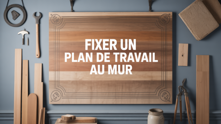 plan de travail fixé au mur parisien avec outils