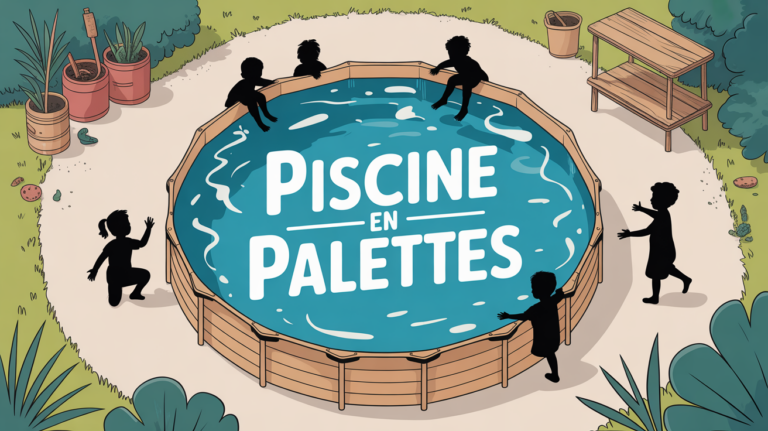 Piscine sur palette dans jardin avec enfants