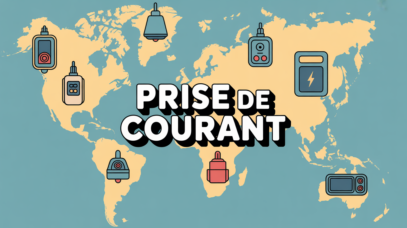 illustration prises de courant en anglais carte monde