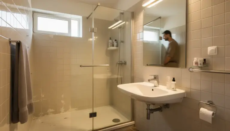 Petite salle de bain à Paris avec receveur douche extra-plat