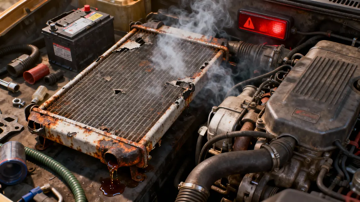 Radiateur qui fuit risques, moteur surchauffe, alerte danger