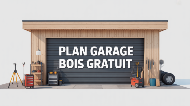schéma plan garage en bois gratuit vue stylisée moderne