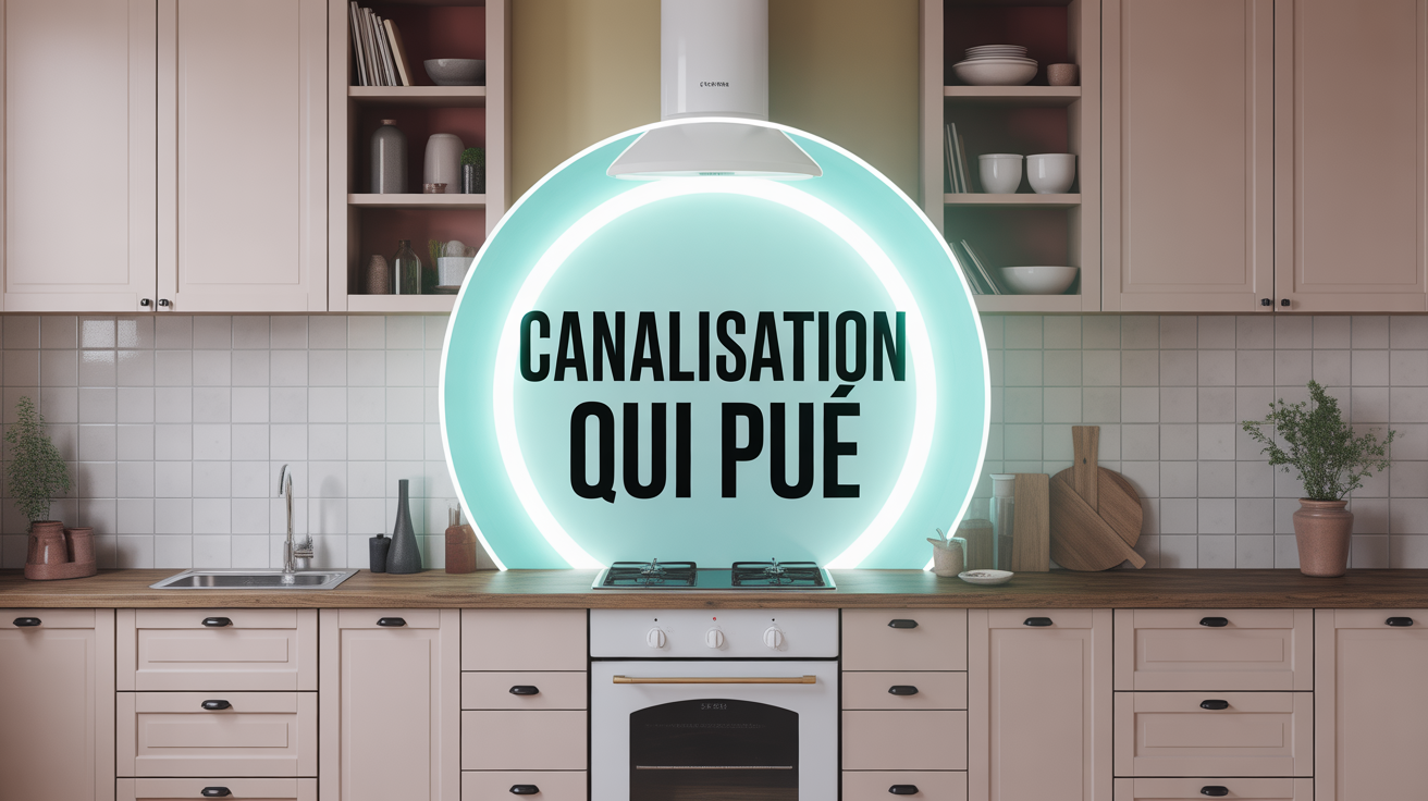 Vue coupe cuisine moderne canalisation qui pue