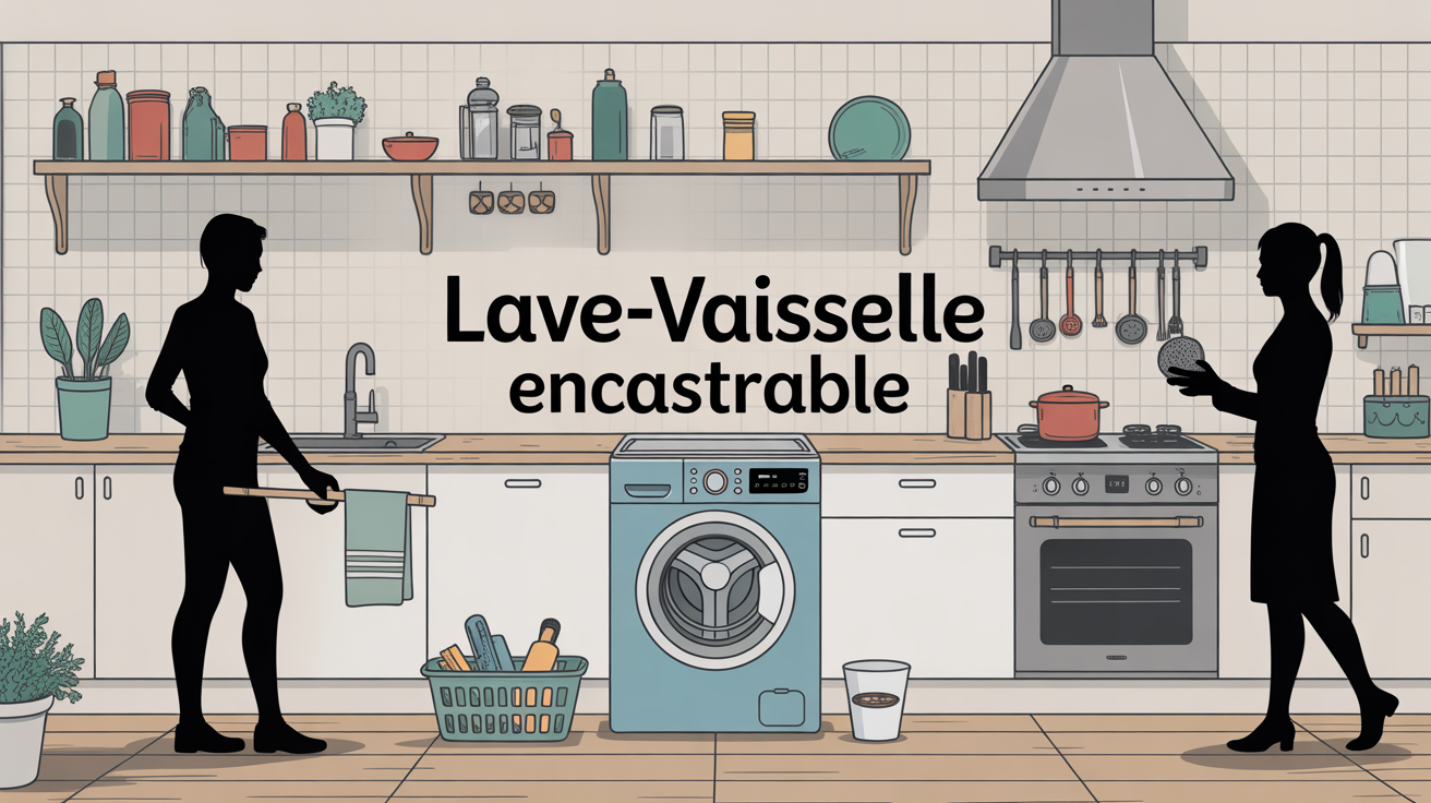 vue de cuisine moderne avec lave-vaisselle encastrable