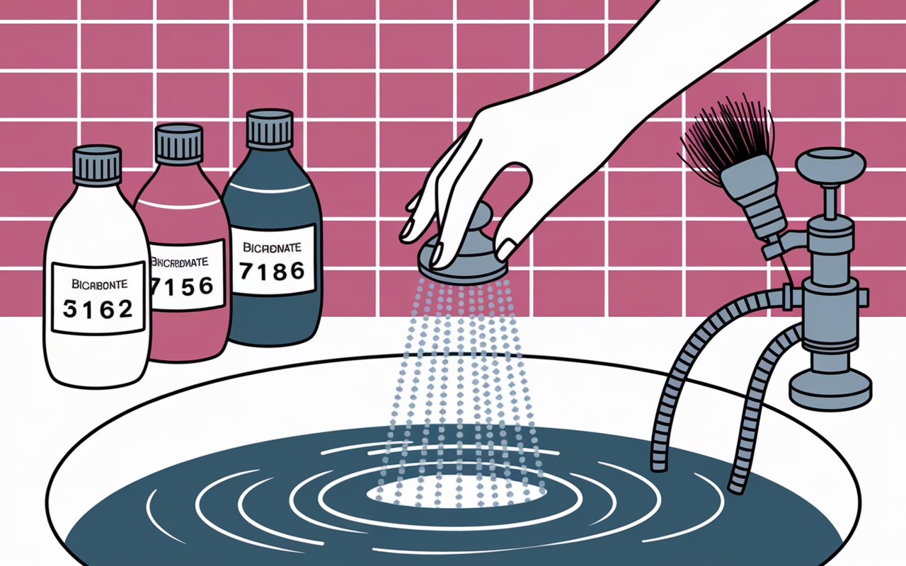Déboucher douche produit avec eau chaude et produits
