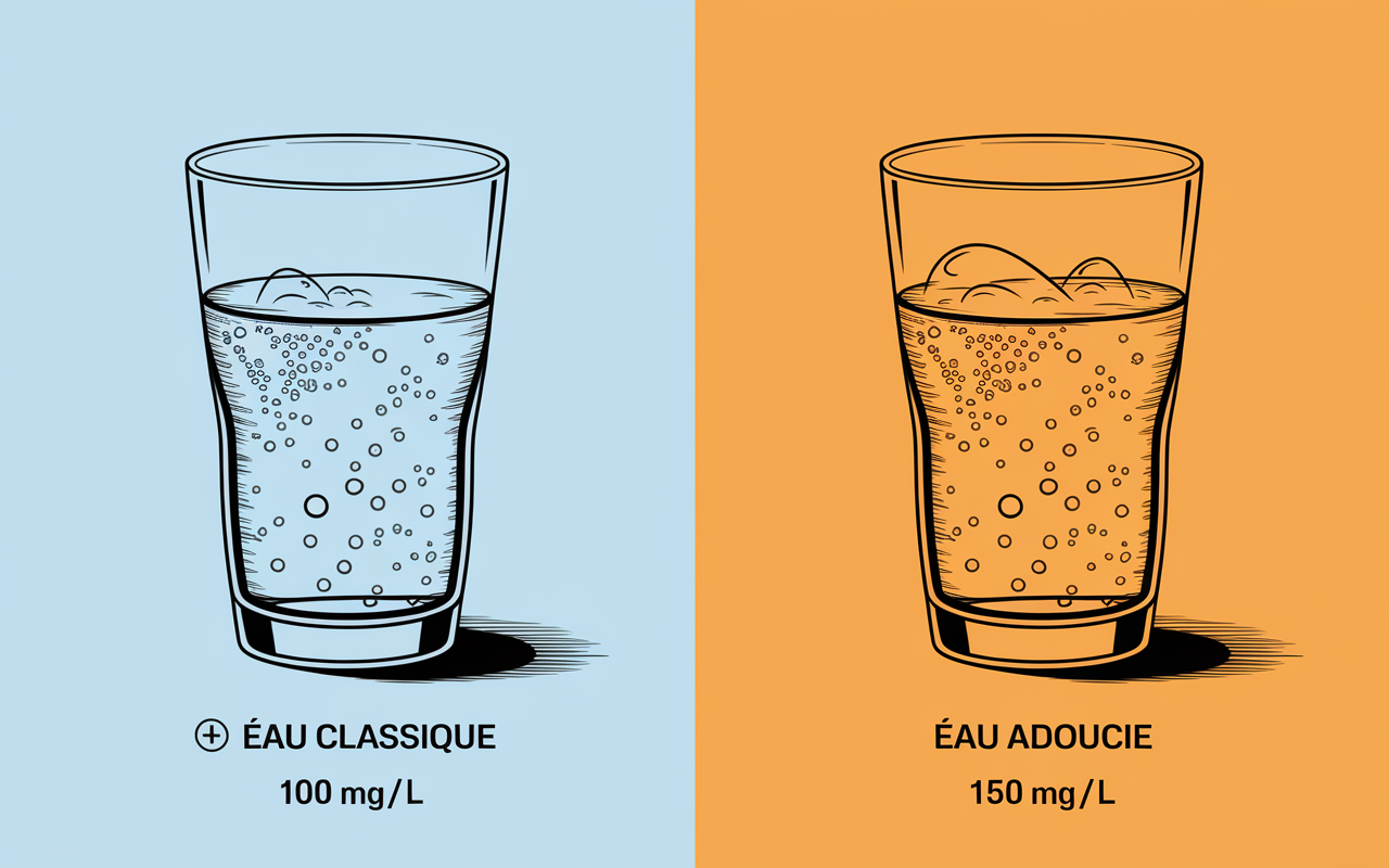 eau adoucie versus eau classique en verres