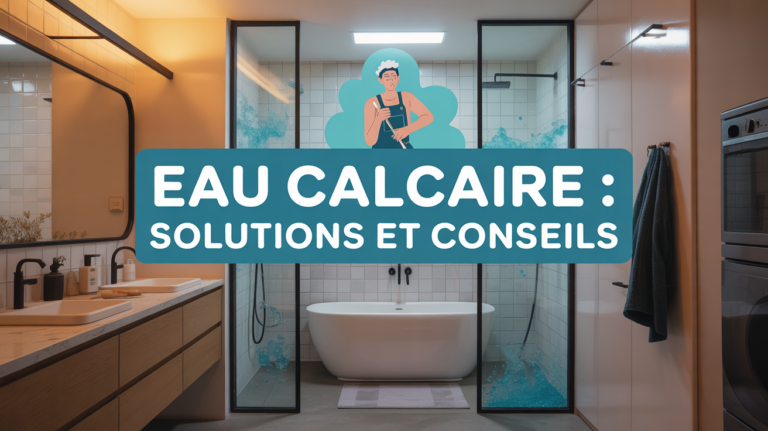 Salle de bain moderne avec eau calcaire solution