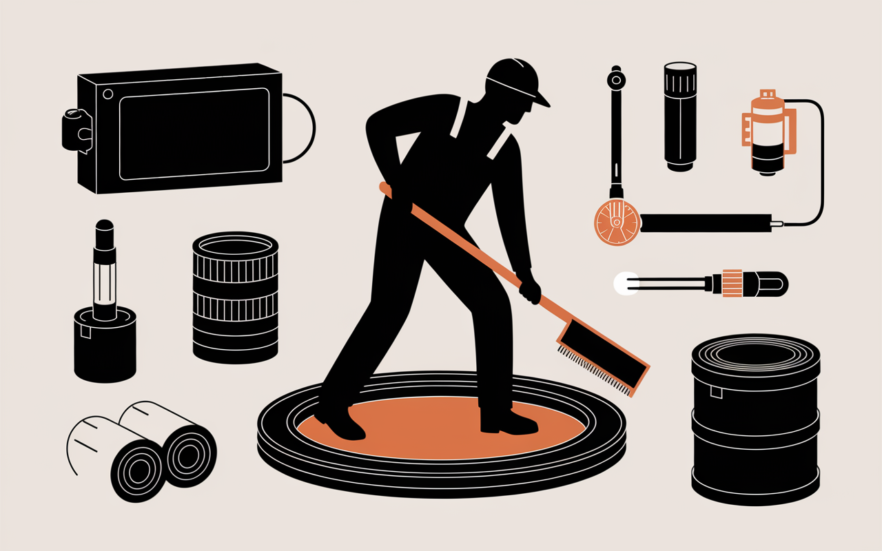illustration fuite d'eau canalisation enterrée sous chape solution avec outils
