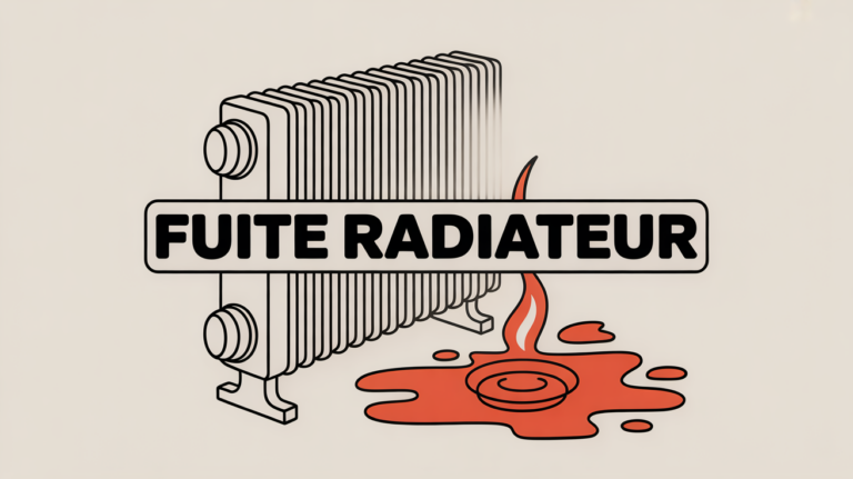 Illustration fuite radiateur avec texte