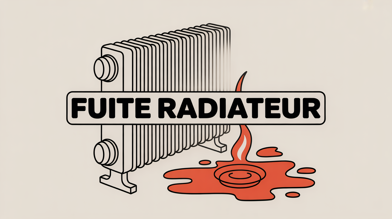 Illustration fuite radiateur avec texte