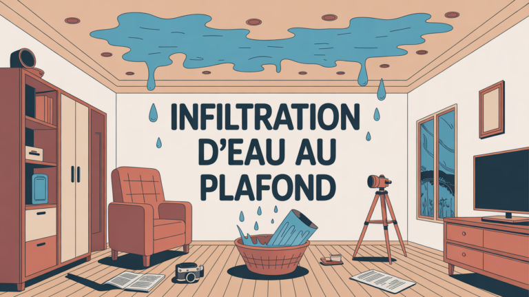 illustration infiltration d'eau plafond salon