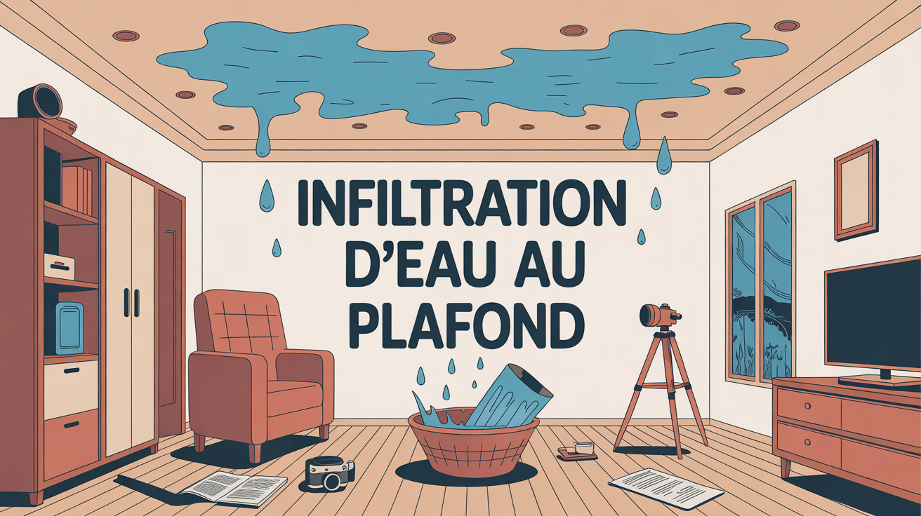 illustration infiltration d'eau plafond salon