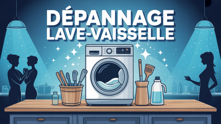 problème lave vaisselle stylisé avec outils sur table