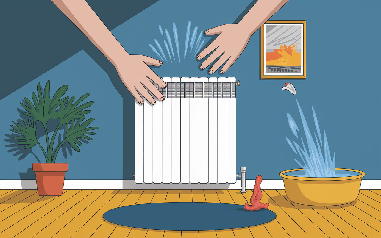 robinet radiateur fuite mains coupant robinet