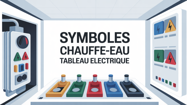 symbole chauffe eau sur tableau electrique moderne ouvert