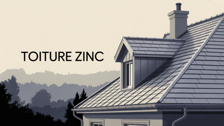 toiture zinc détail technique vue en coupe stylisée