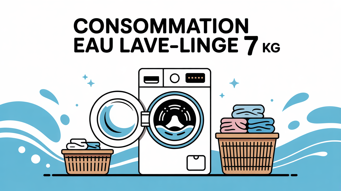 Vue moderne de consommation eau machine à laver 7 kg