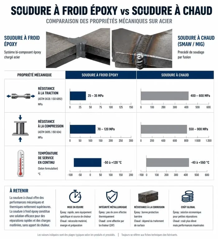 Comparatif des propriétés de résistance mécanique entre soudure à froid et soudure à chaud
